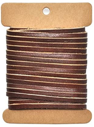 Mandala Crafts Flat Cowhide Genuine Leather String Cord Lace Clothing and Saddles 3mm 7.65 Yards, Black Rawhide Strip for Jewelry Making Baseball Gloves Shoelaces 