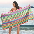 thumbnail image 6 of Mexican Serape Stripes Beach Towel Fast Drying Camping Towels Sand Free Beach Blanket Soft Absorbent Travel Sport Towel for Gym Bath Shower Swimming 31" x 71" Washcloth Gift, 6 of 7