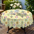 thumbnail image 4 of Easter and Chicks Yellow Pattern Round Tablecloth 60", Wrinkle-Resistant Wipeable Cover for Kitchen, Dining, Picnic & Patio, 4 of 6