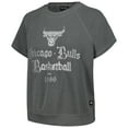 thumbnail image 2 of Women's The Wild Collective Gray Chicago Bulls Embroidered Fleece Raglan Short Sleeve Pullover Sweatshirt, 2 of 3