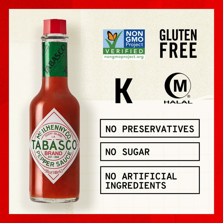 コート #tabasco Tabasco Original Red Pepper Sauce, 5 oz, Gluten Free, Glass Hot