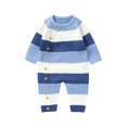 thumbnail image 1 of Gupgi Baby Girl Boy Striped Sweater Romper Infant Long Sleeve Full Length Jumpsuit Fall Winter Clothes, 1 of 9