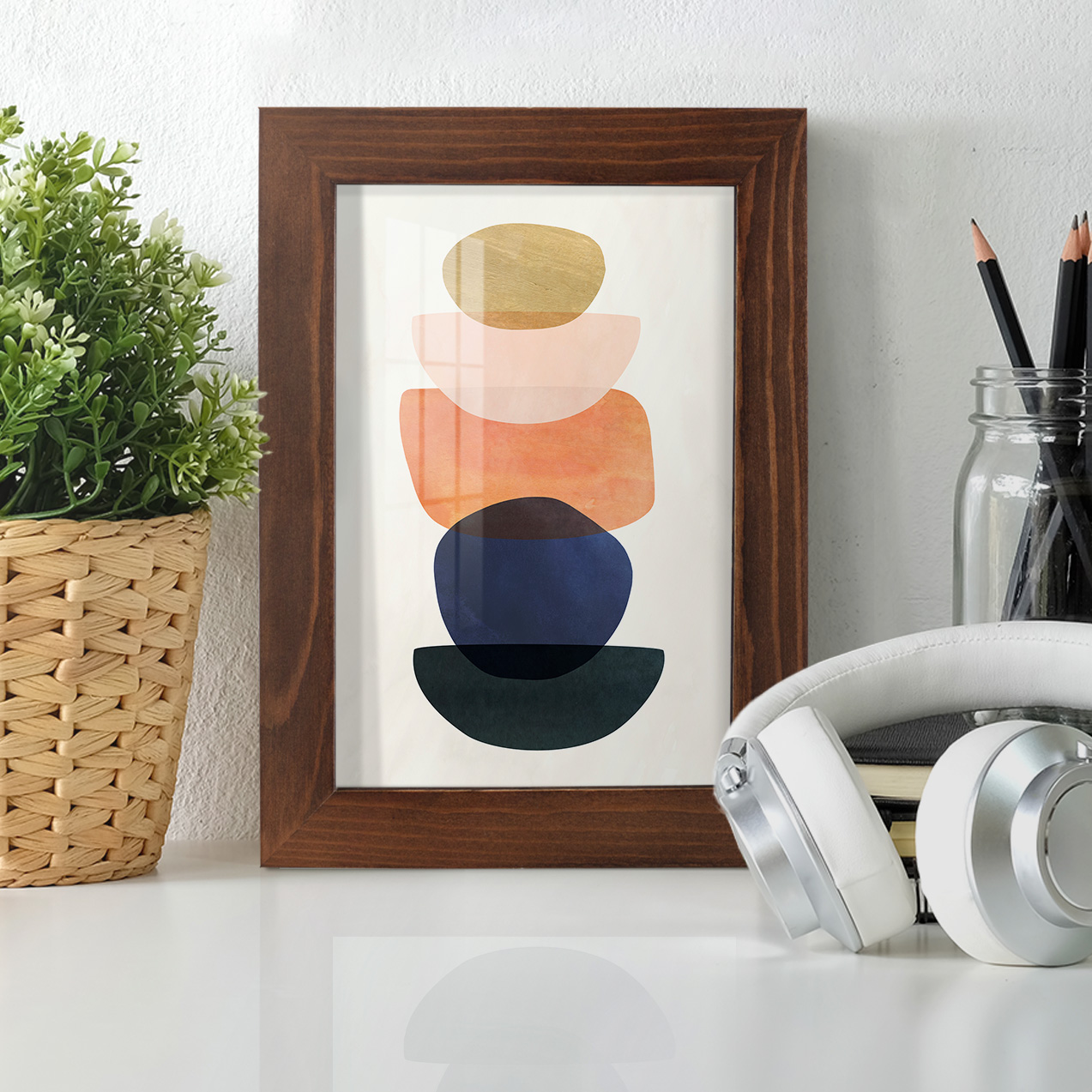 Mod Pods II -Framed Print w/glass-Chestnut