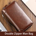 thumbnail image 4 of Guardurnaity Cartera para hombre, monedero Vintage grande con cremallera doble, bolso multifunción de gran capacidad para bolsas de paquete de Carteras Negro, 4 of 6
