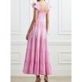 thumbnail image 2 of ZAXARRA Femme à Carreaux Longue Robe Cap Manche Cou Carré Dos Nu Flowy A-Line Robe pour la Plage d'Été, 2 of 6