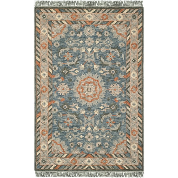 SAFAVIEH Aspen Jayma Oriental Wool Area Rug, Blue/Rust, 4' x 6'