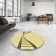 thumbnail image 3 of Ahgly Company Indoor Round Patterned Sun Yellow Area Rugs, 5' Round, 3 of 6