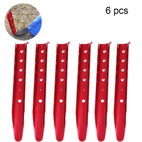 Tent Stakes, 6pcs Aluminium Alloy Windproof Tent Pegs, Lightweight U?Shaped Camping Stakes