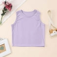 thumbnail image 4 of LYHaoo Girls Tank Tops Kids Athletic Tank Ribbed Knit High Neck Crop Tops For Gym Yoga Girls Tshirts Sizes 9-10 Years Purple, 4 of 5