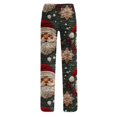 thumbnail image 4 of Lumtrix Womens Christmas Pajama Pants Oversized Trendy Santa Claus Knit Printed Lightweight Drawstring Lounge Pants Wine 3XL, 4 of 6