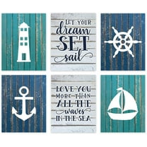 Andaz Press Nautical Theme Nursery Hanging Wall Art, Blue Aqua Rustic Wood, Let Your Dreams Set Sail