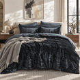 thumbnail image 2 of Regency Heights Crushed Velvet Comforter Set, 6 Piece Bed in a Bag with Comforter, Sheets, Pillowcases & Sham, Plush Soft All Season Bedding Set, Twin/Twin XL, Black, 2 of 9