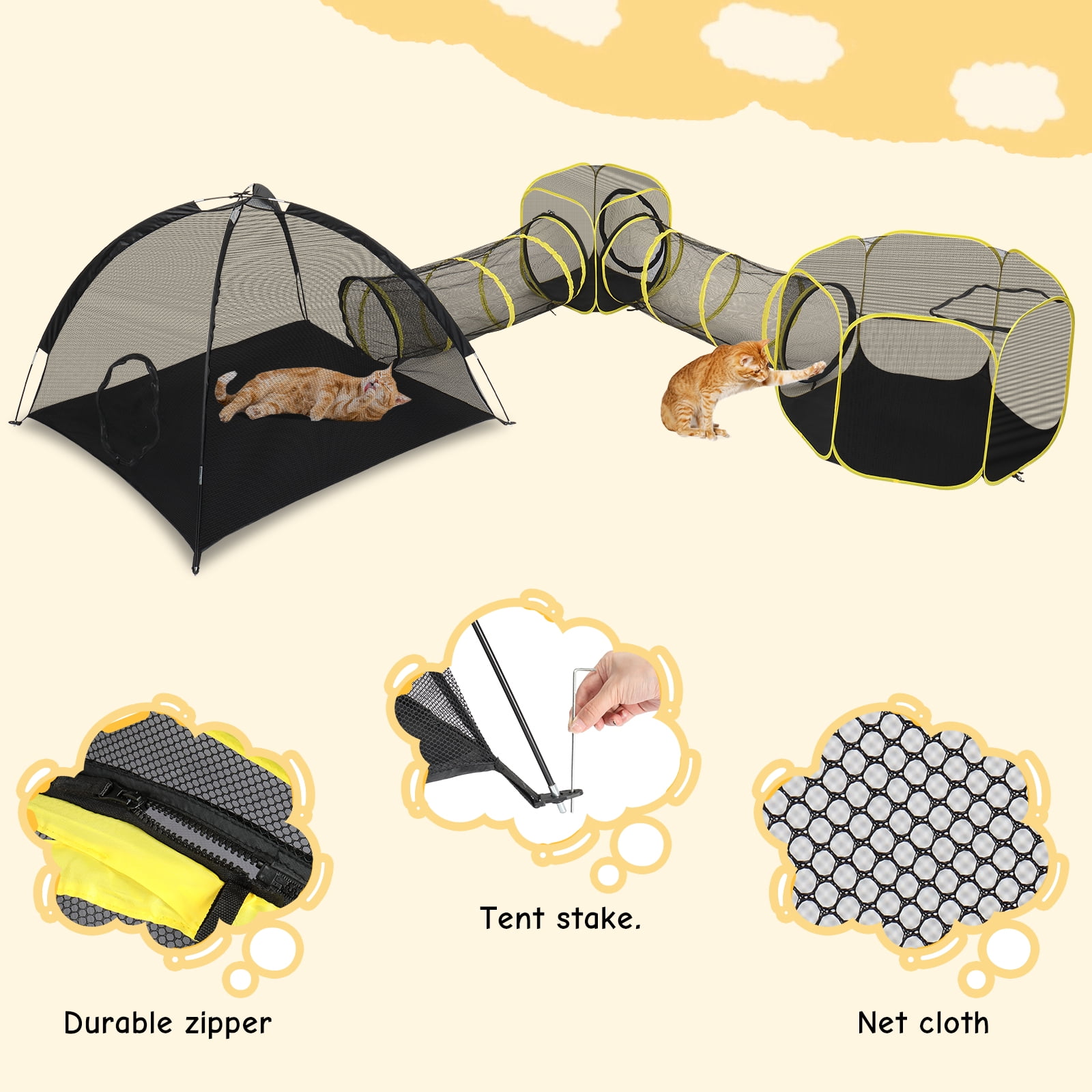 UBesGoo Cat Enclosures for Outside, Portable Cat Tent for Dogs and Small Animals, Cat Outdoor Tent with Foldable Bag(Orange)