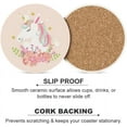 thumbnail image 5 of Round Drink Coasters, 6 Pcs White Unicorn with Mane and Horn Absorbent Ceramic Coaster with Cork Base for Coffee Cups Housewarming Gift for Home Decor, 5 of 5