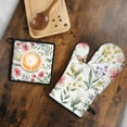 thumbnail image 5 of Pioneer Flower and Butterfly Kitchen Oven Mitt and Pot Holder Sets 2 Pcs for Baking, Cooking and Grilling, Heat Resistant Up To 392 °F, 5 of 7