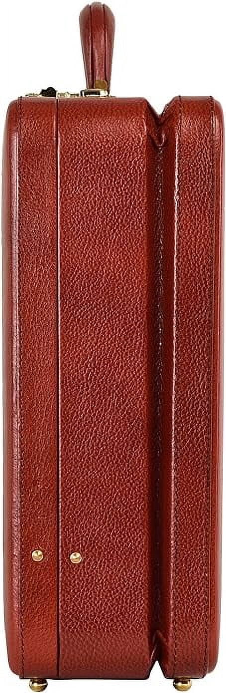 LINDSEY STREET Top Grain Leather Attache Briefcase Business Handbag Leather Expandable Briefcase for Men