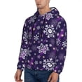 thumbnail image 3 of Picia Christmas Purple Snowflakes Pattern Casual Men's Hoodie - Lightweight Hooded Sweatshirt with Kangaroo Pocket, Comfortable Pullover for Everyday, Travel-3X-Large, 3 of 7