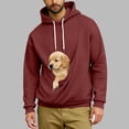 thumbnail image 2 of CCRFTGI Cat Dog Pouch Hoodie Men Oversized Drawstring Hooded Sweatshirt Casual Cozy Pet Carrier Pullover Top with Large Kangaroo Pocket Wine 3XL, 2 of 5