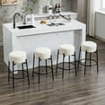 thumbnail image 3 of Zesthouse Swivel Counter Stools Set of 4, 26.7" Modern Boucle Counter Height Bar Stools with Metal Legs, Backless Round Barstools for Kitchen Island, White, 3 of 9