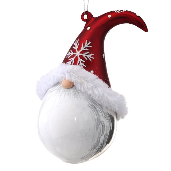Regency International Gnome Santa Head Hanging Ornament, 6-inch Length, Red and White