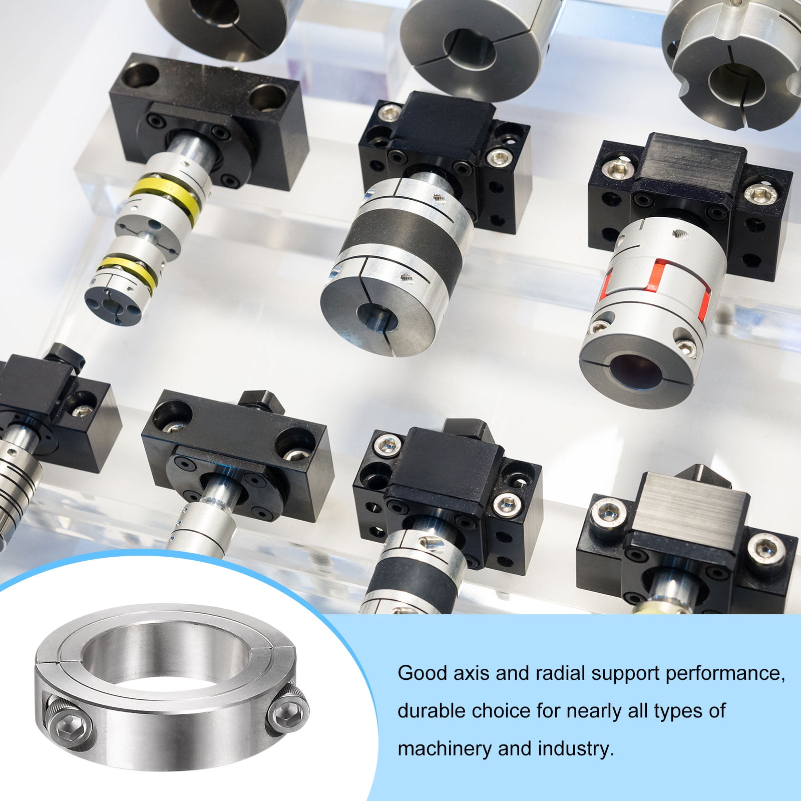 Uxcell Shaft Collar for 1-3/4" Rod 2-3/4" OD 11/16" Stainless Steel Double Split Clamp-On Collar with Set Screw