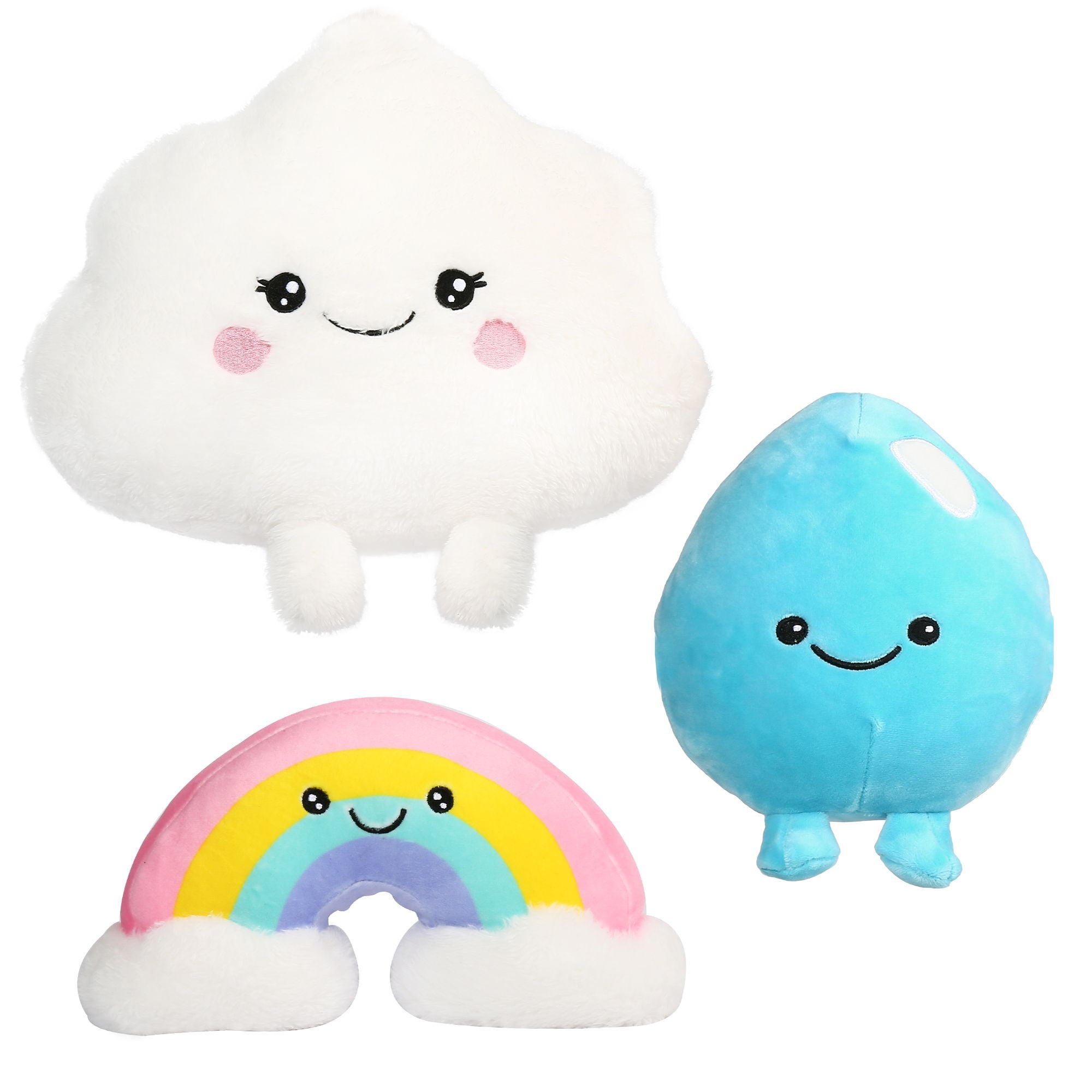 LotFancy 12" Cloud 7" Rainbow Water Droplet Pillow Plush Toys