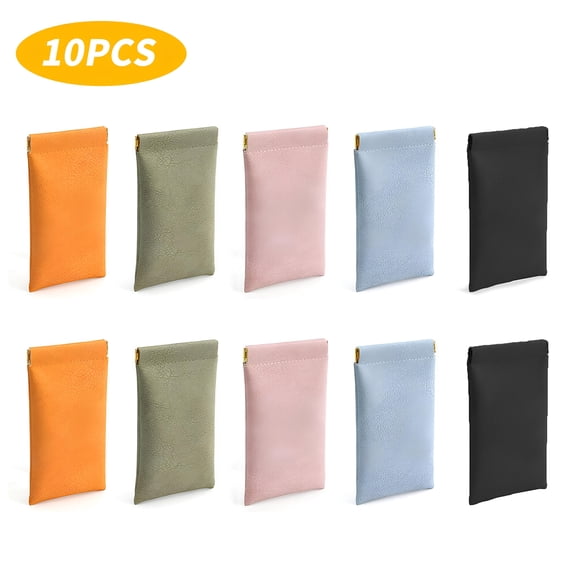 RYLZX 10Pack Leather Eyeglasses Cases PU Soft Sunglasses Pouch Squeeze Top Portable Glasses Cases for Men Women