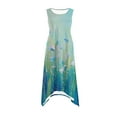 thumbnail image 4 of Womens Casual Tank Dress Floral Sleeveless Summer Midi Dress Asymmetrical Hem Vacation Beach Outfit, 4 of 7