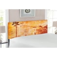 thumbnail image 2 of Burnt Orange Headboard, Retro Illustration of a Street of Old French Houses Mediterranean Environment Print, Upholstered Decorative Metal Bed Headboard with Memory Foam, Full Size, Tan, by Ambesonne, 2 of 4