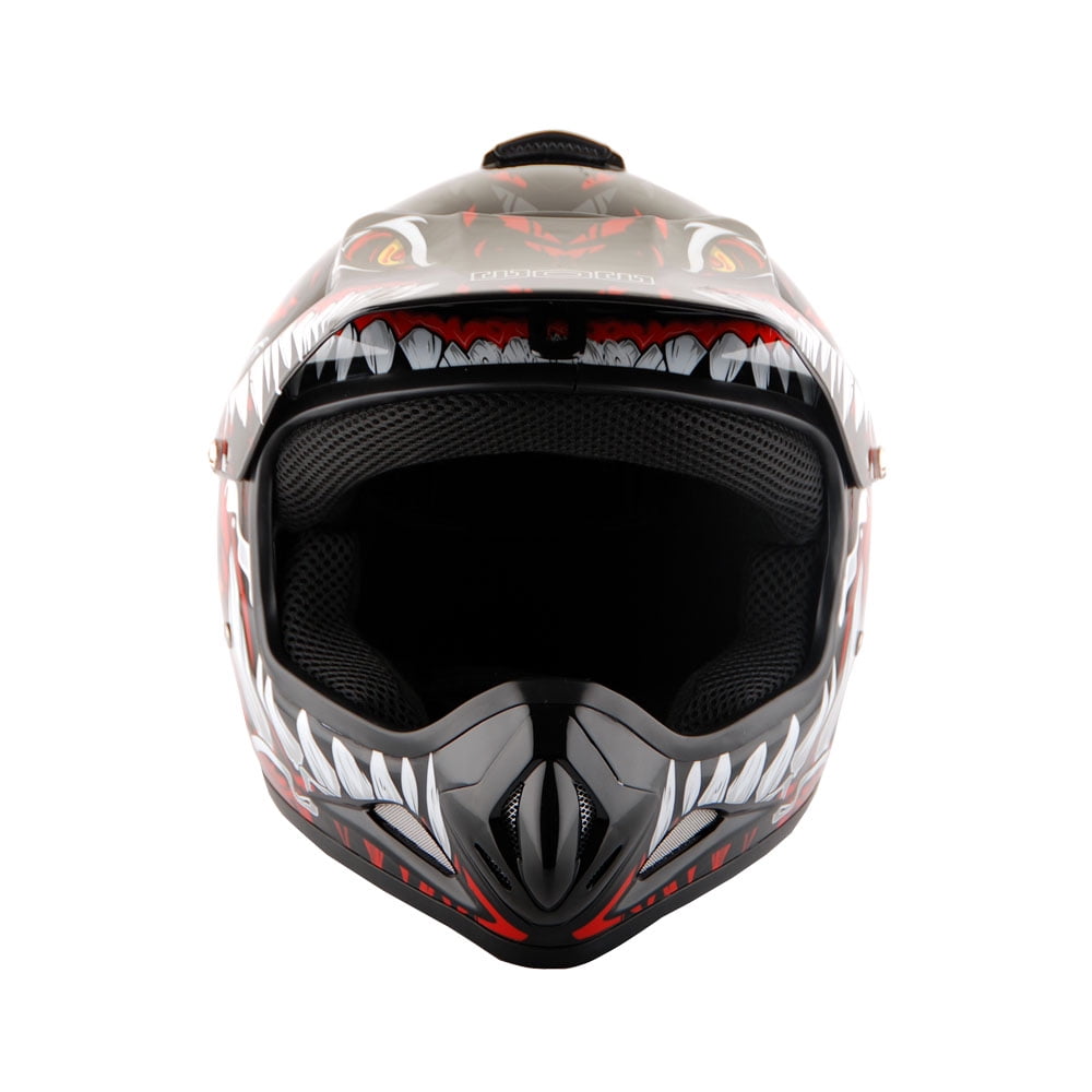 Wow! Youth Kids Motocross BMX MX ATV Dirt Bike Helmet HJOY Dragon Red, Goggles, MG Youth Red Glove Bundle