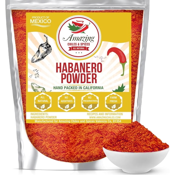 Habanero Pepper Ground 4oz - Premium All Natural Powder. No Additives. Hot & Spicy Rich Flavor By Amazing Chiles and Spices.