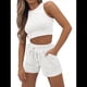 thumbnail image 2 of Conjuntos de Verano para Mujer, Conjunto Informal de 2 Piezas con Top Corto y Pantalones Cortos de Punto Gofre, Ropa de Dormir XXL, 2 of 8