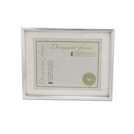 Universal Plastic Document Frame for 11" x 14" Insert with Mat, Metallic Silver