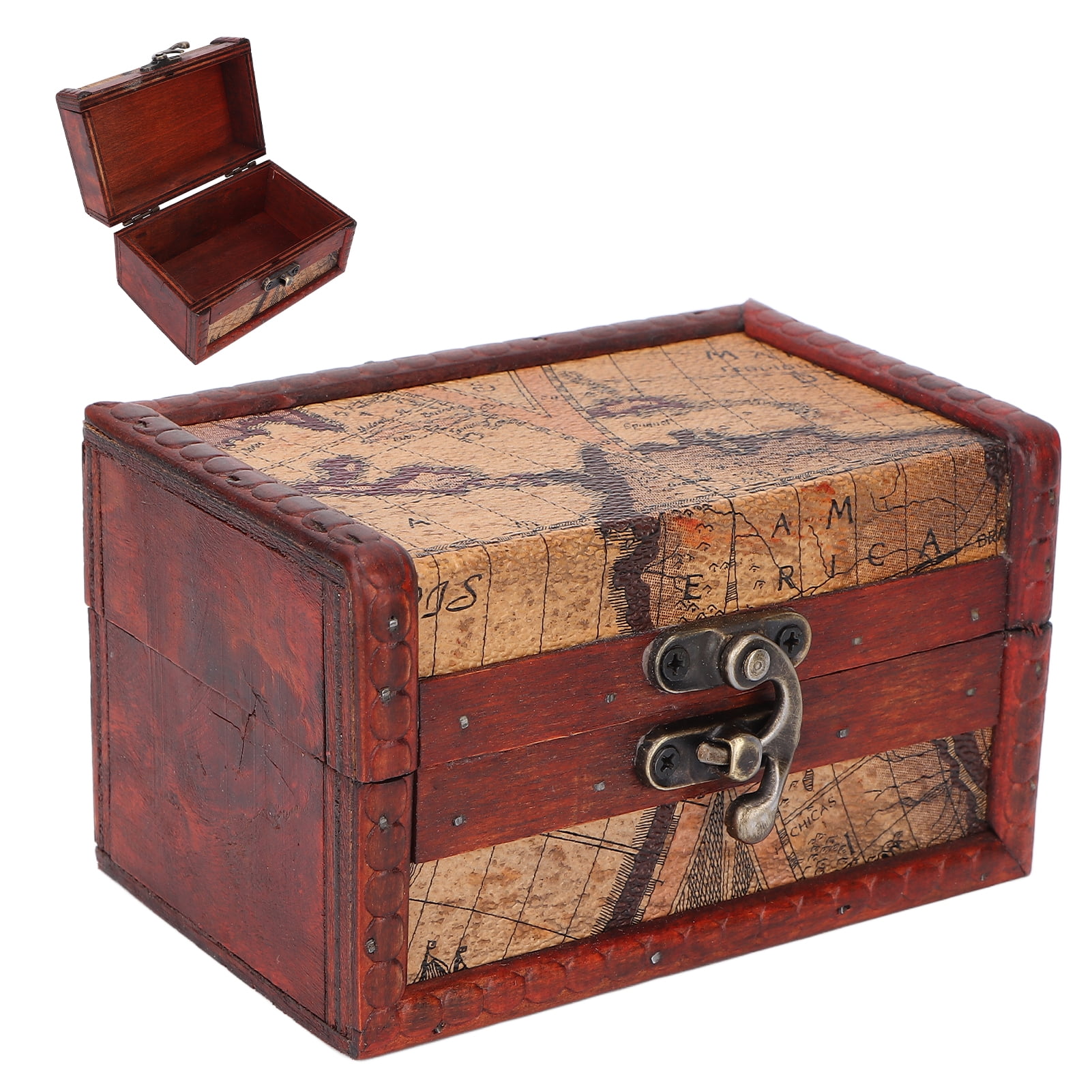 Wooden Storage Box, Vintage Storage Wood Box Flip Open Type