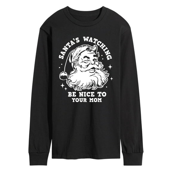 Instant Message - Santas Watching Be Nice To Mom - Men's Long Sleeve Graphic T-Shirt