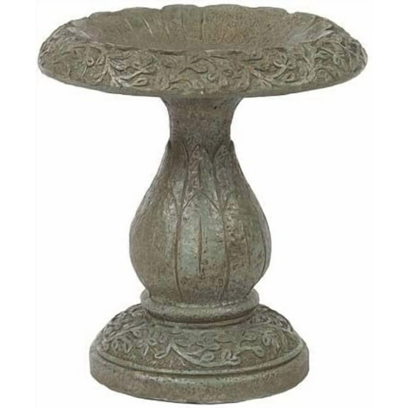 Solid Rock Stoneworks Petite Birdbath - Cypress Stain - 14" Tall x 13" diameter