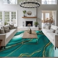 thumbnail image 3 of Large Area Rugs for Living Room Bedroom, Teal Marble 8'x10' Rug Washable Carpet Runner Indoor Outdoor, Modern Gradient Abstract Gold Fluid Art Non Slip Floor Mats Rug for Kitchen, Patio, 3 of 8