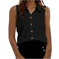 thumbnail image 1 of LSLJS Women's Womens Chemise Sans Manches Décontractée Unie à Col Rabattu, Tank Tops, 1 of 5
