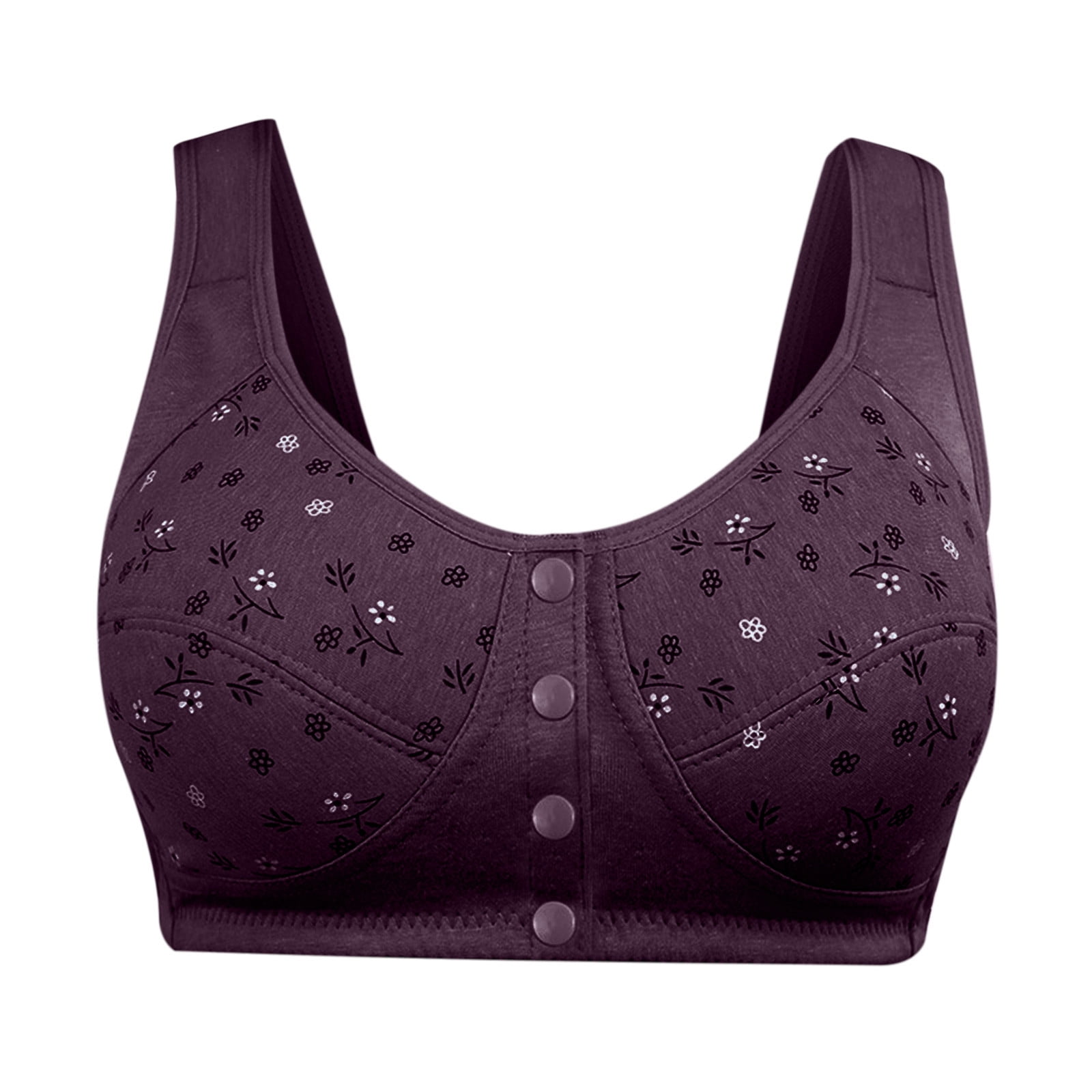 Front Button Closure Sport Bras for Women Comfort Wirefree Push Up