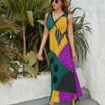 thumbnail image 6 of New Patch Womens Night Club Maxi Dress V Neck Sleeveless Bohemia Long Dresses, 6 of 9