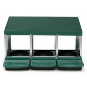 Ktaxon 3-Room Poultry Feeder Chicken Feeder Automatic Chicken Nesting Boxes for Laying Eggs, Galvanized Steel Hen Nesting Box,Green
