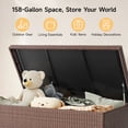 thumbnail image 5 of Dovov 158 Gallon Deck Box, Large Wicker Outdoor Storage Box PE Rattan Storage Bin Waterproof with with Flip Lid for Backyard Patio Furniture Cushions, Gardening Tools, Pool Supplies, Brown, 5 of 11