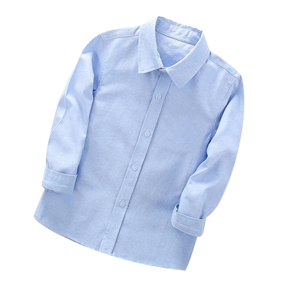 QIPOPIQ Liquidation Vêtements pour Garçons Blouse à Manches Longues Chemise d'Uniforme Scolaire de Couleur Unie