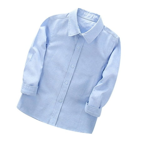 

Toddler Boys Long Sleeve Uniform Classic Solid Cotton Dress Shirt Long Sleeve Button Down Casual Dress Shirt