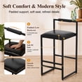 thumbnail image 3 of SESSLIFE Bar Stools Set of 2, Counter Height Bar Stools with PU Leather & Metal Legs, Barstools with Back, Bar Chairs for Kitchen Island, Black, 3 of 8