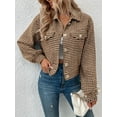 thumbnail image 2 of KelaJuan Women Lightweight Button Jacket Casual Houndstooth Jacquard Long Sleeve Cardigan for Fall Clothes Outwear Streetwear, 2 of 6