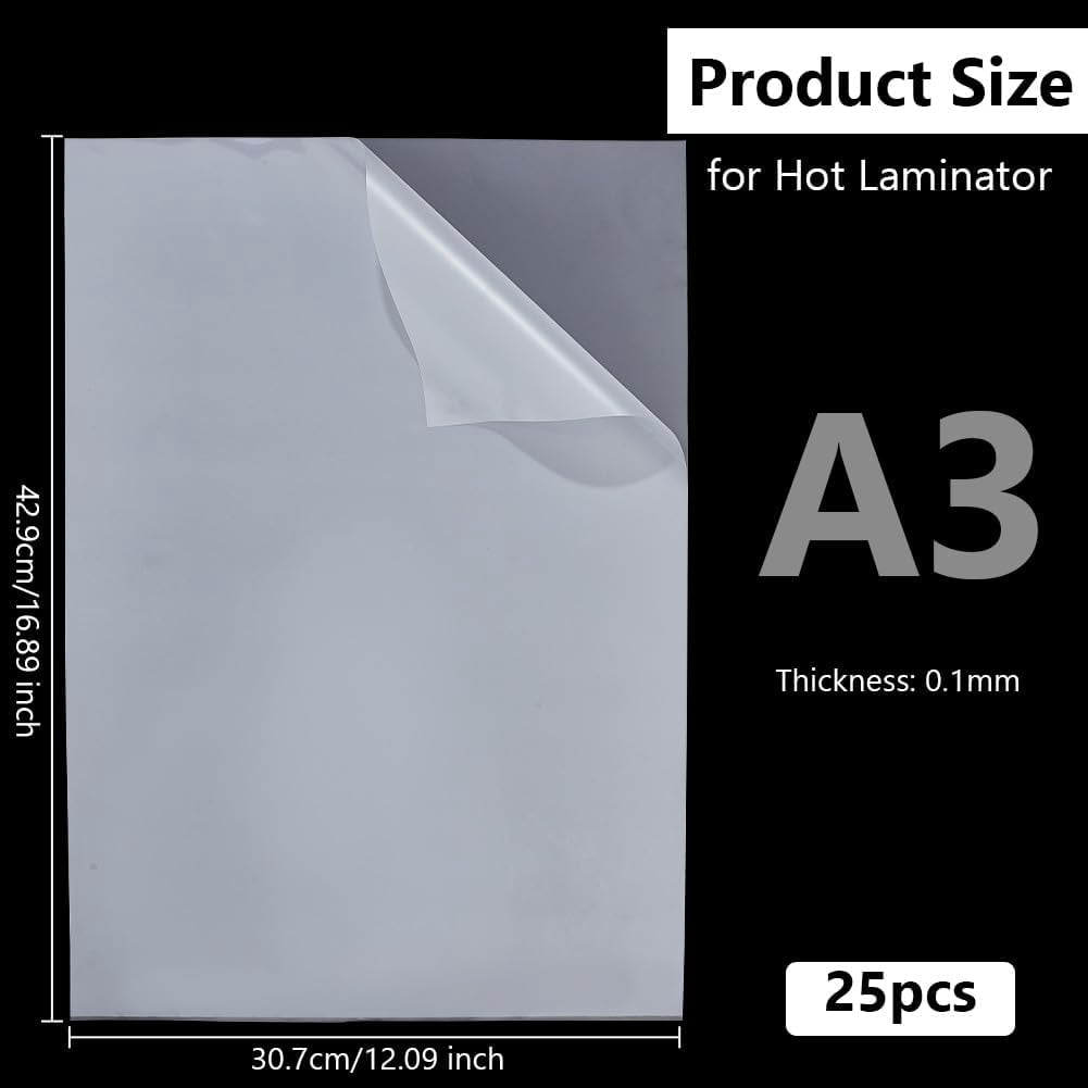 100pcs 12x17 Inch Thermal Laminating Pouches 4 Mil A3 Hot Laminating Sheets Clear Self-Adhesive Laminate Sheets Self Sealing Laminate Sheet for Book Album Protection DIY