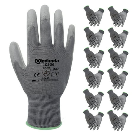 

ANDANDA 12 Pairs Safety Work Gloves Seamless Knit Work Gloves with PU Coated Ideal Work Gloves Men for General Duty Work Grey Size XXL