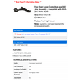 thumbnail image 2 of Front Right Lower Control Arm and Ball Joint Assembly - Compatible with 2010 - 2017 Volvo XC60 2011 2012 2013 2014 2015 2016, 2 of 2