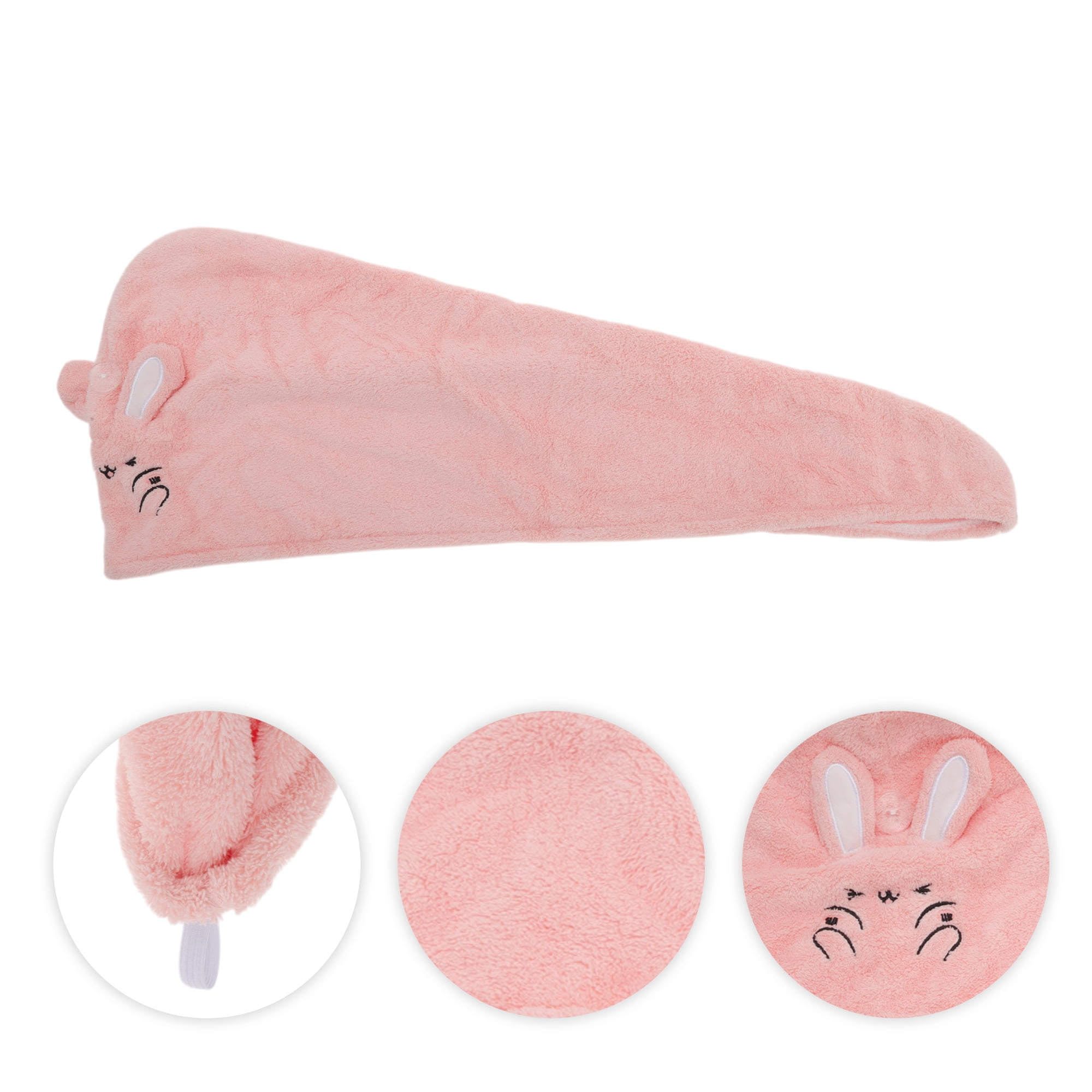 Unique Bargains 1pc Absorbent Rabbit Ears-Shaped Hair Towel 26.38"x 10.24" Light Pink